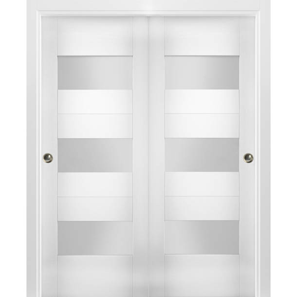 SARTODOORS Quadro Frosted Glass Sliding Closet White Doors with